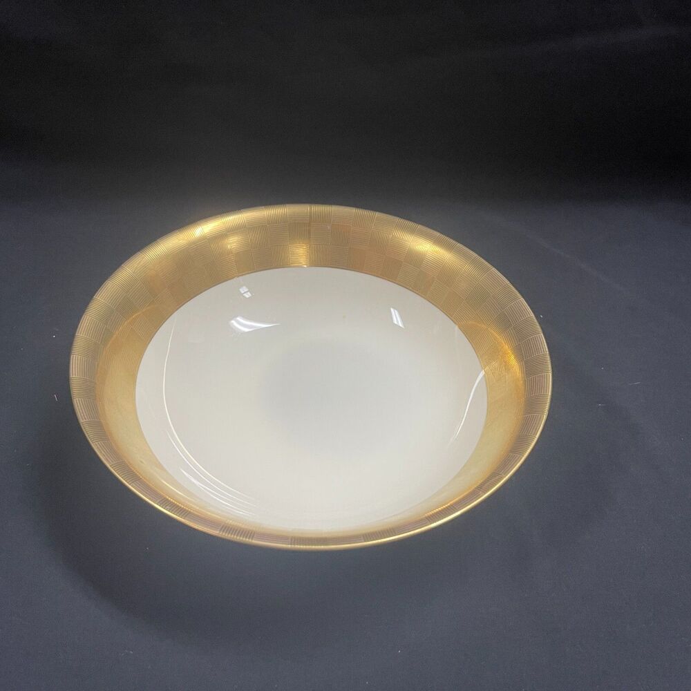 Fitz and Floyd Carre Dor II Gold Rimmed Serving Bowl 9 3/16”